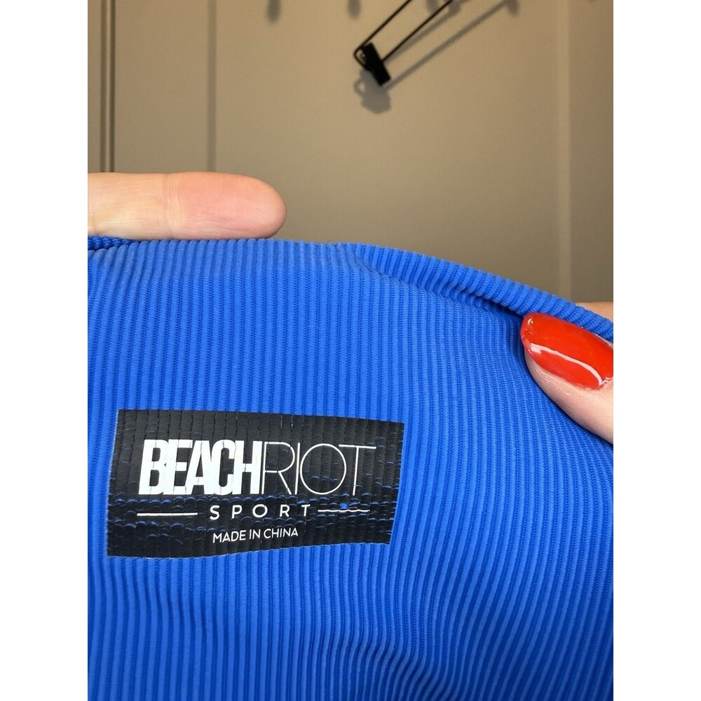 Beach Riot Amalfi Pant Stretchy Ribbed In Marine Colorblock Navy Blue Size Small - Picture 4 of 7